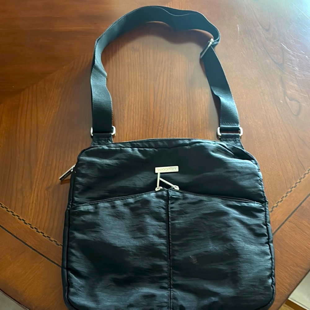 Black Nylon Baggallini Crossbody Bag with Durable Straps and Pebble Design